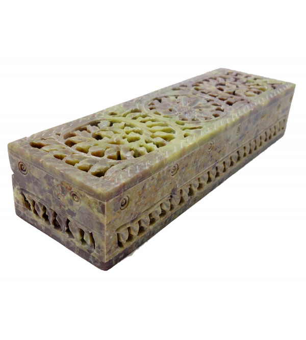 Handicraft Soft Stone Box 8x2.5 Inch 