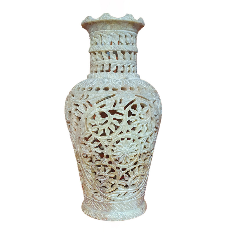 Handicraft Soap Stone Flower Vase Size 8 Inch