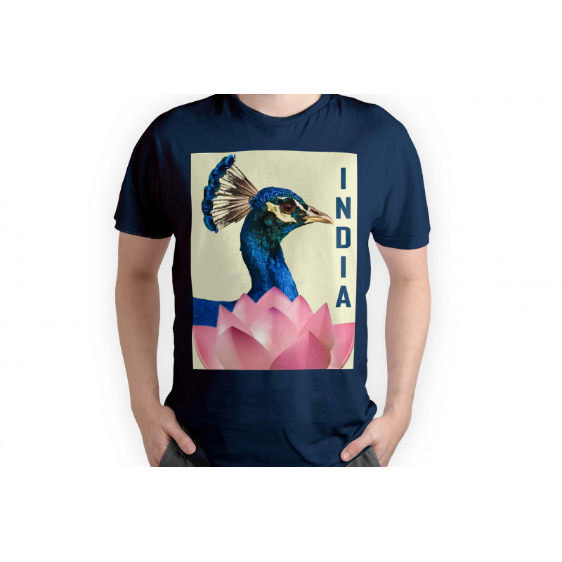 Cotton Tshirt Navy Blue  Peacock Large