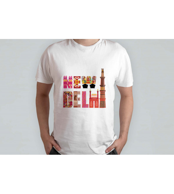 Cotton Tshirt White New Delhi Size Medium