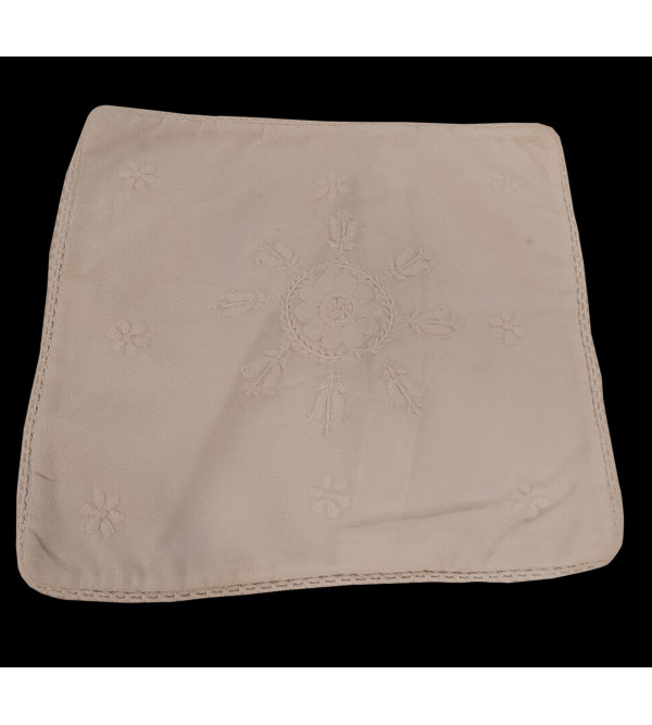 Cotton Chikan Hand Embroidered Cushion Cover Size 16x16 Inch