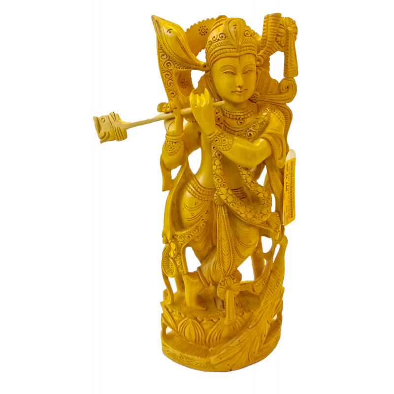 Kadamba Wood Handcrafted Carved Lord Krishna Figure