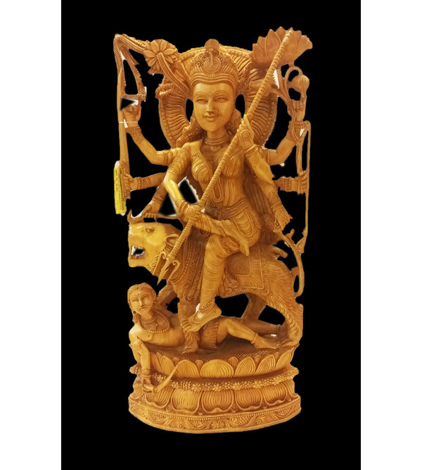Kadamba Wood Handcrafted Carved Figure of Goddess Durga
