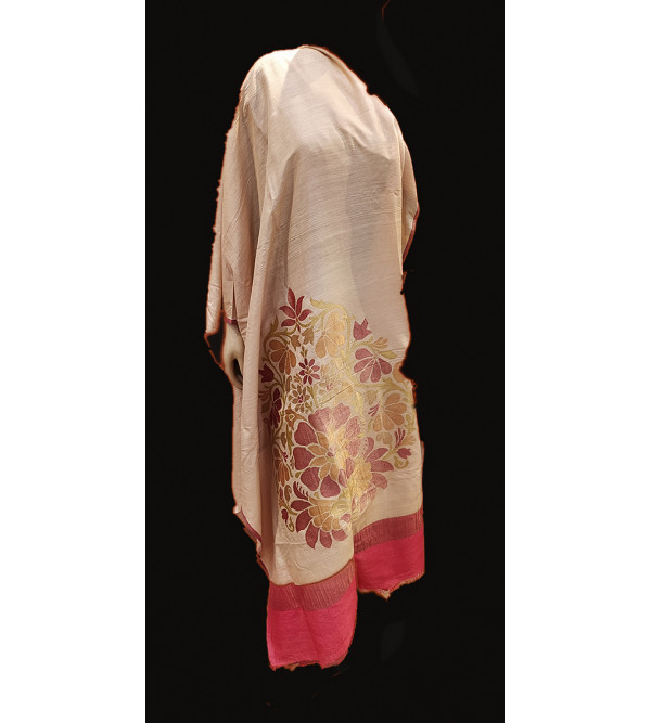 Muga Silk Handwoven Dupatta from Banaras 