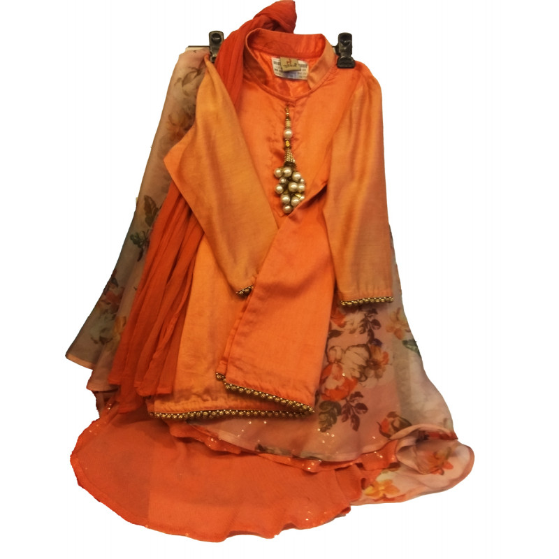 Printed Silk Lehenga  Choli Set Size2 Years