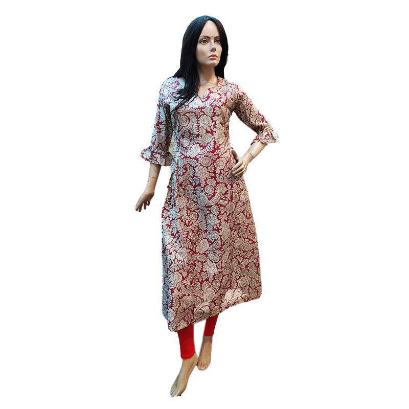  Chanderi Kalamkari Fusion Printed Dress From Andhra Pradesh 