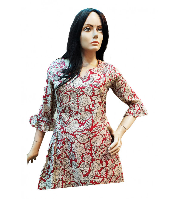  Chanderi Kalamkari Fusion Printed Dress From Andhra Pradesh 