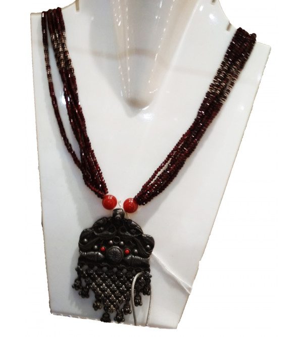  Handicraft Necklace Silver Garnet Onyx Stone  92.5% Purity