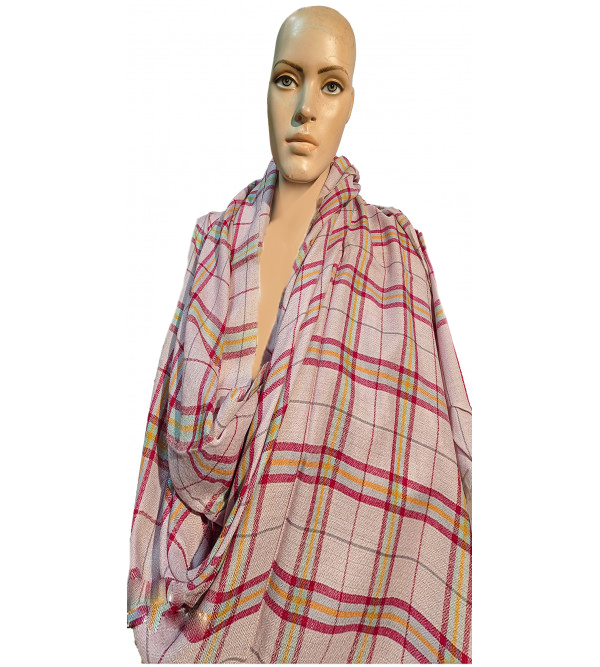 Cashmere Hand Woven Check Pashmina Stole Size,28X80 Inch