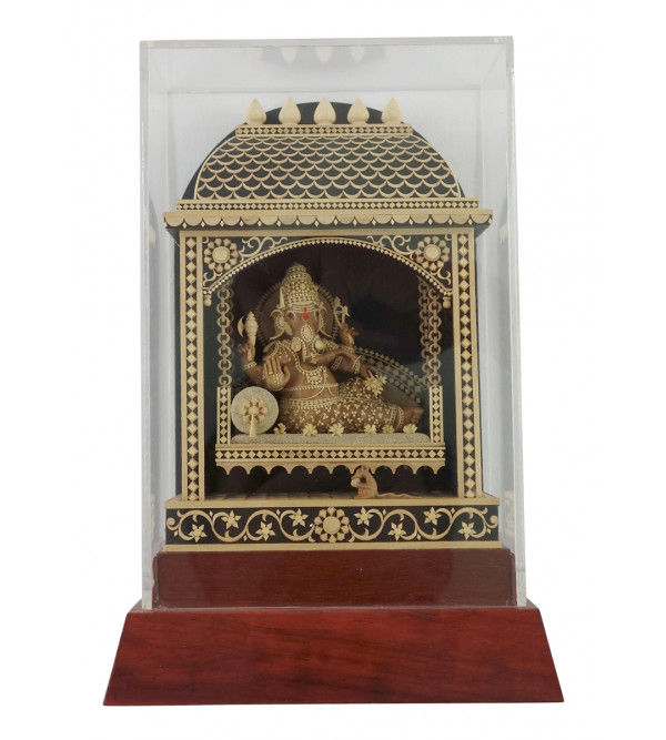 Sandalwood Handcrafted Carved Ganesha on Lotus ( Kamal )