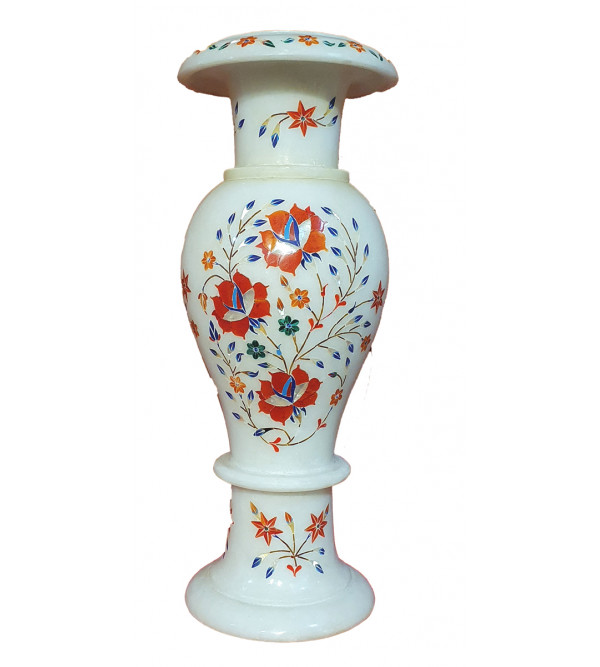  Marble Inlay Vase With Semi Precious Stone Size 13 inch