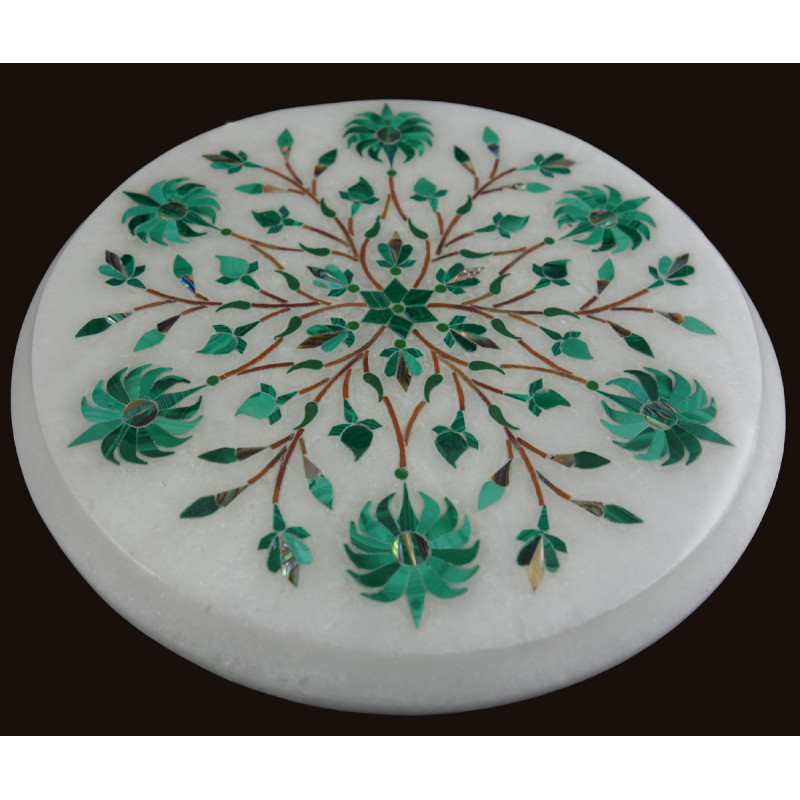 Alabaster Chowki With Semi Precious Stone Inlay Size 5 Inch