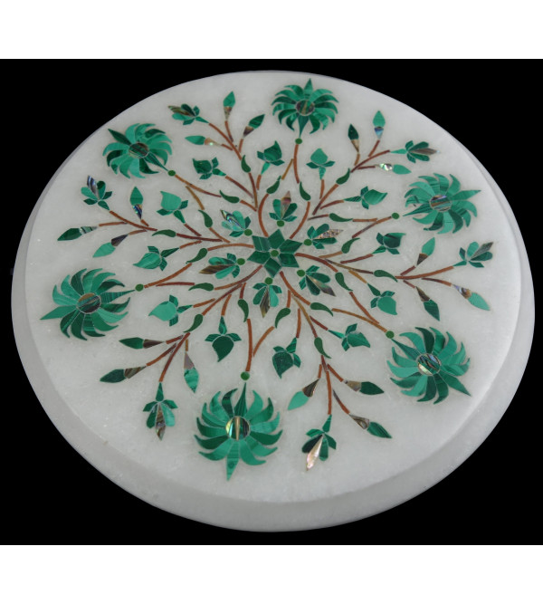 Alabaster Chowki With Semi Precious Stone Inlay Size 5 Inch