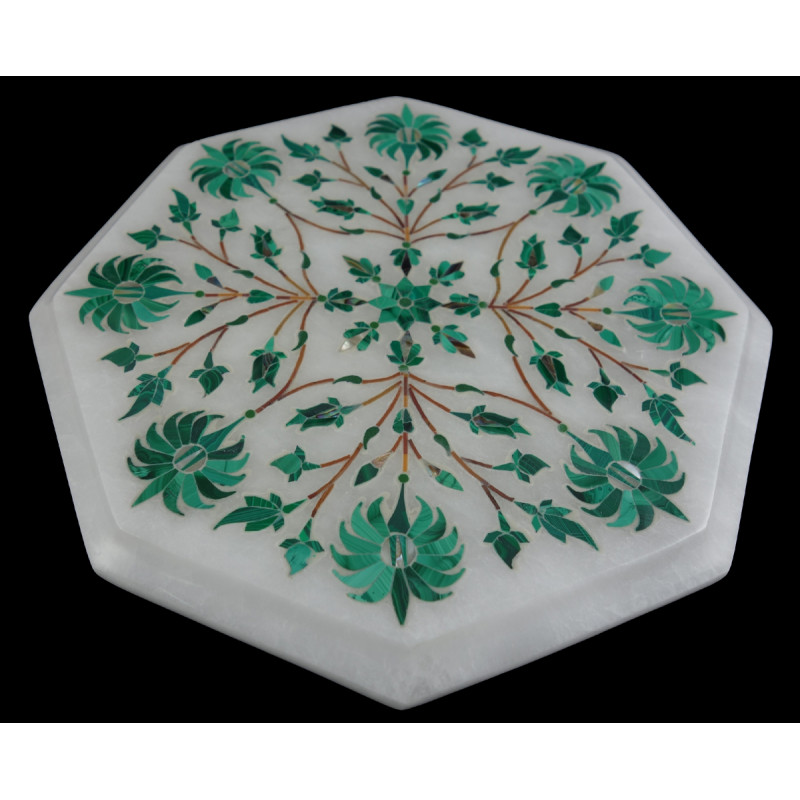 Alabaster Chowki  With Semi Precious Stone Inlay Size 6 Inch