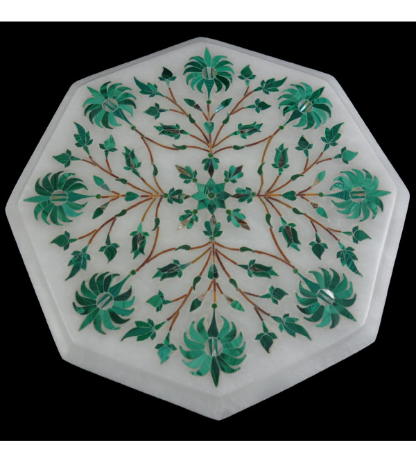 Alabaster Chowki  With Semi Precious Stone Inlay Size 6 Inch