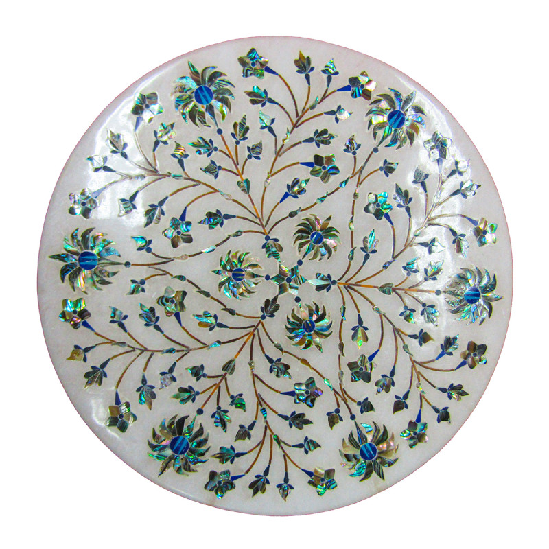 Alabaster Chowki Size 7X7 Inch With Assorted Designs and Colors