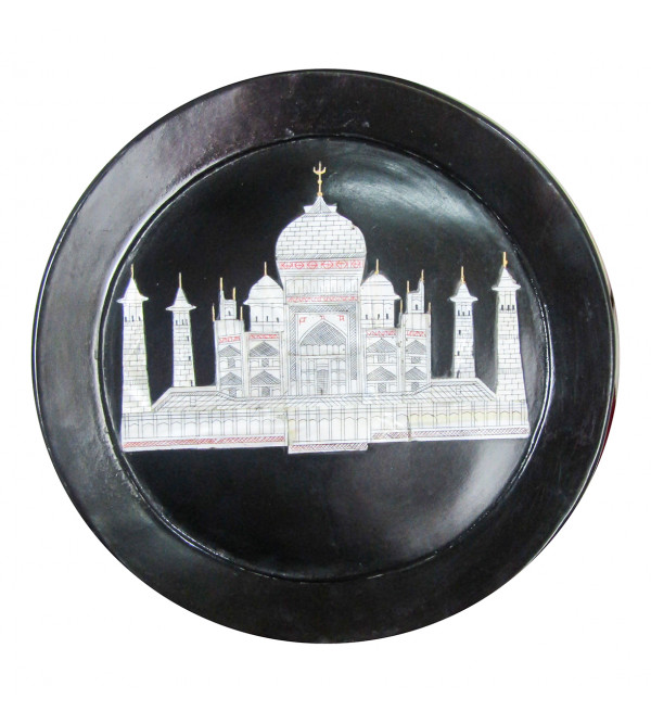 Marble Taj Inlay Plate 9 Inch 