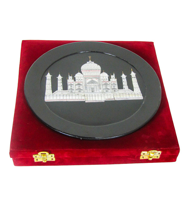 Marble Taj Inlay Plate 9 Inch 