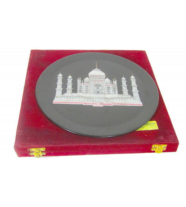 Marble Taj Inlay Plate 12 Inch
