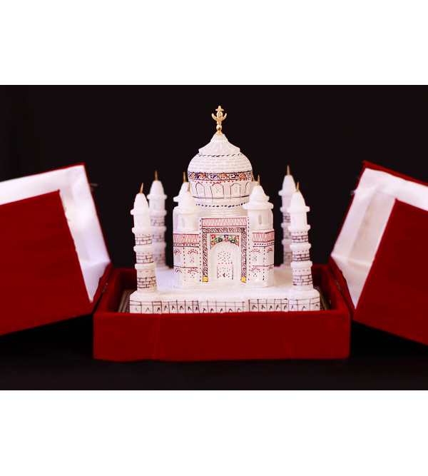 Taj Mahal Velvet Box Alabaster 5 Inch 