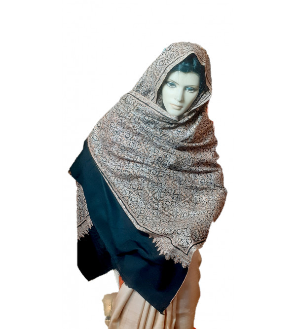 PURE PASHMINA SHAWL JAMA HAND  EMB. WITH  SILK THREAD 40X80 INCH