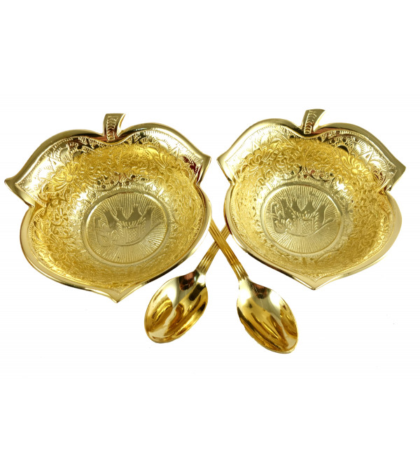 HANDICRAFT BRASS BOWL SET GOLD PLATED 4 INCH 