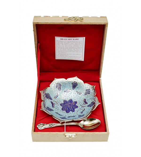 Brass Enamel Dry Fruit Bowl 2 Pcs Set with Box