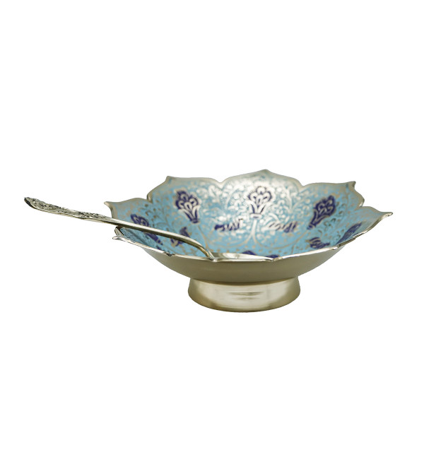 Fruit Bowl with Enamel Work in Brass – 2 Pieces Set (5 Inch)
