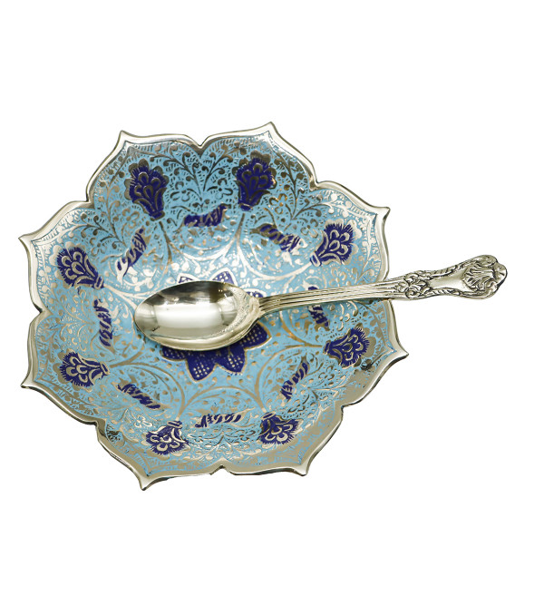 Fruit Bowl with Enamel Work in Brass – 8 Pieces Set (4 Inch)