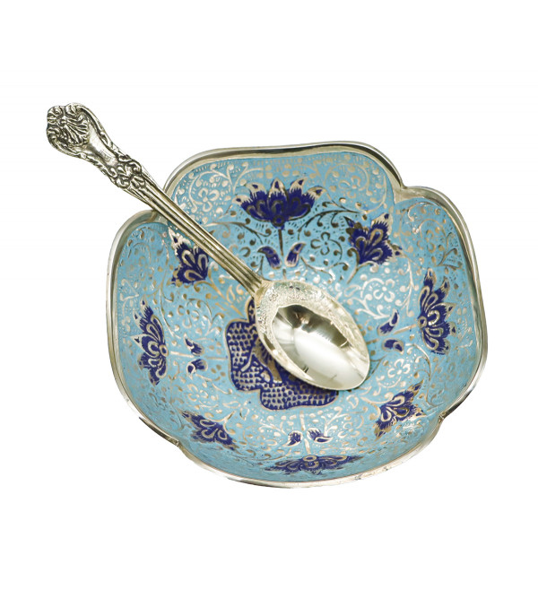 Fruit Bowl with Enamel Work in Brass – 6 Pieces Set (4 Inch)