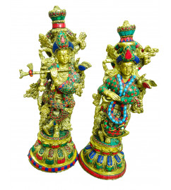 Brass Standing Krishna Ji Stone Weight 9.85 Kg