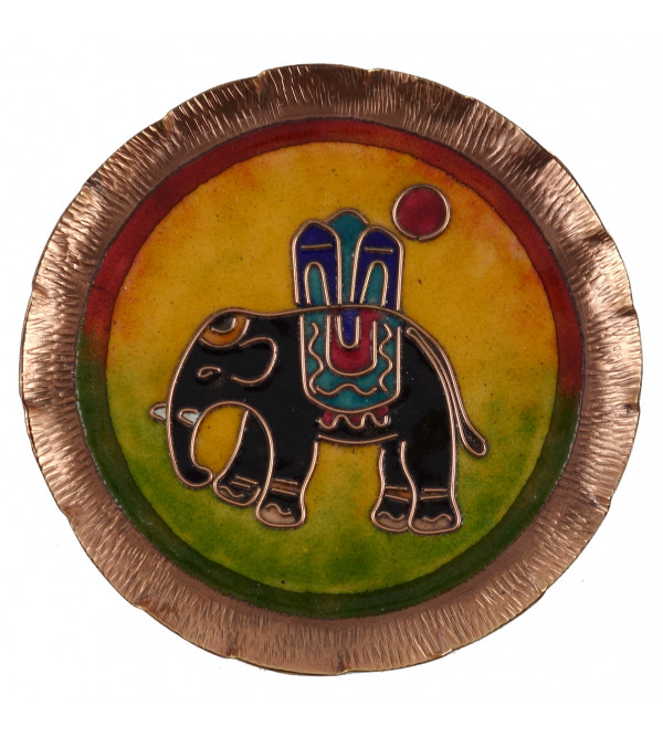 HANDICRAFT WALL PLATE 6 INCH COPPER ENAMELED