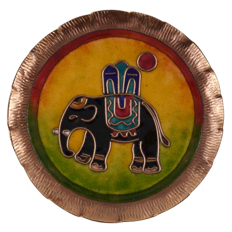 HANDICRAFT WALL PLATE 6 INCH COPPER ENAMELED