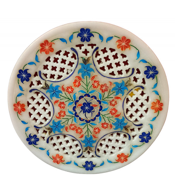 Marble Plate With Jali Work 6 Inch