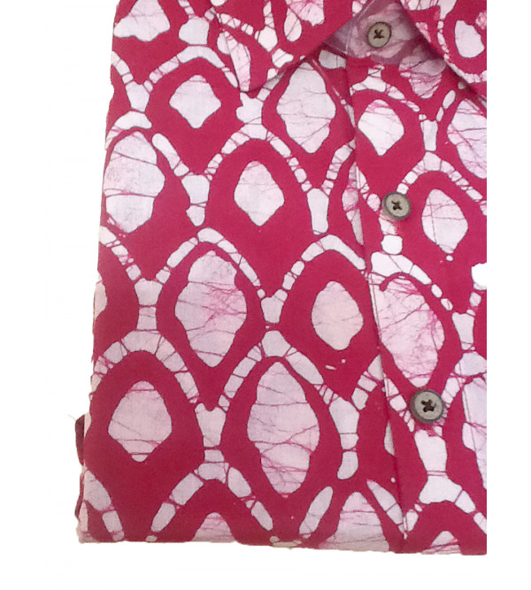 Batik Printed Shirt Handloom Full Sleeve Size 44 Inch