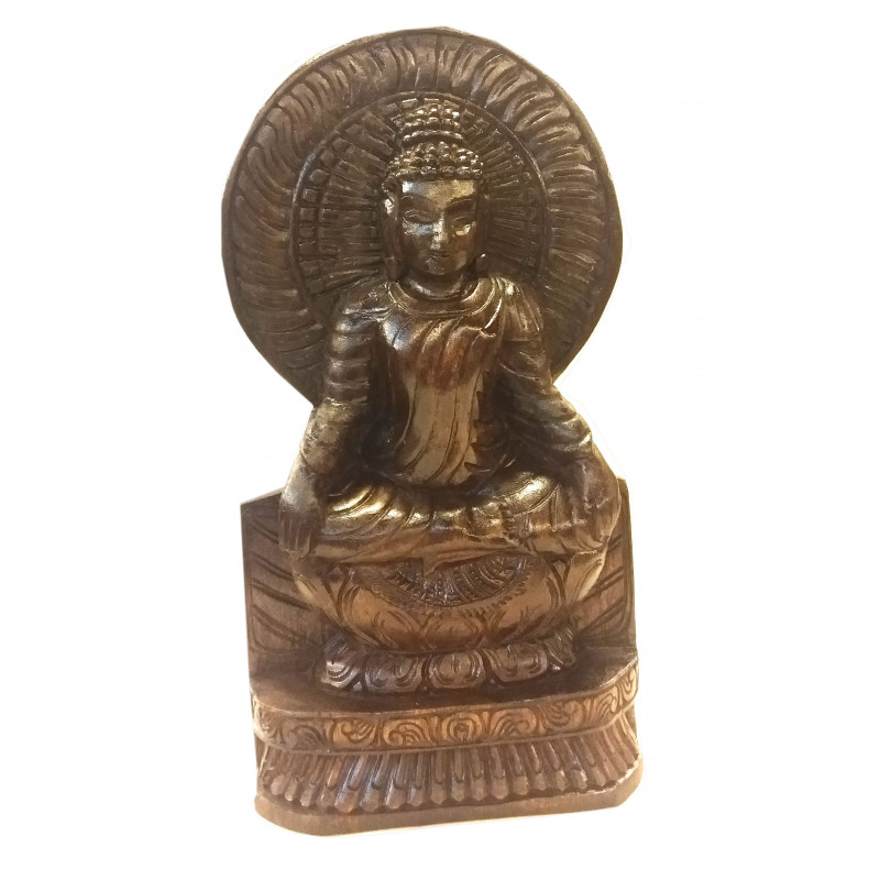 Kadamba Wood Handcrafted Carved Sitting Figure of Lord Buddha