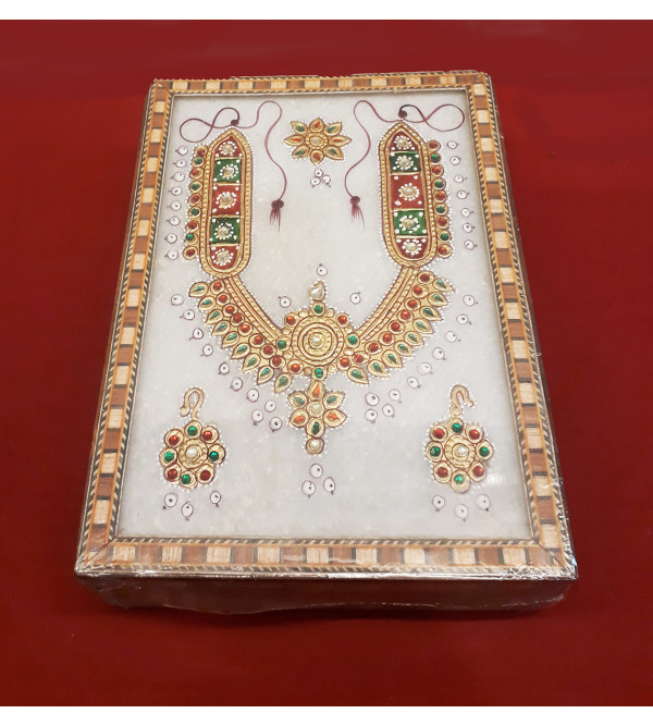 WOODEN BOX MARBLE PAINTING  JEWELLERY 5 X 7 X 2 INCH