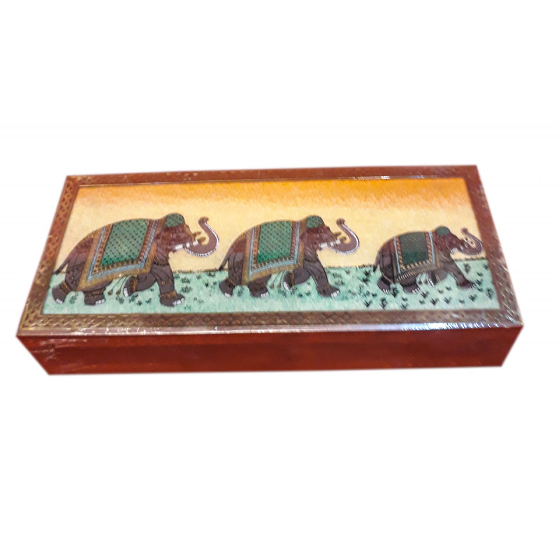 BOX MARBLE PAINTING  RAGNI DESIGN 1 FIGURE SHEESHAM WOOD