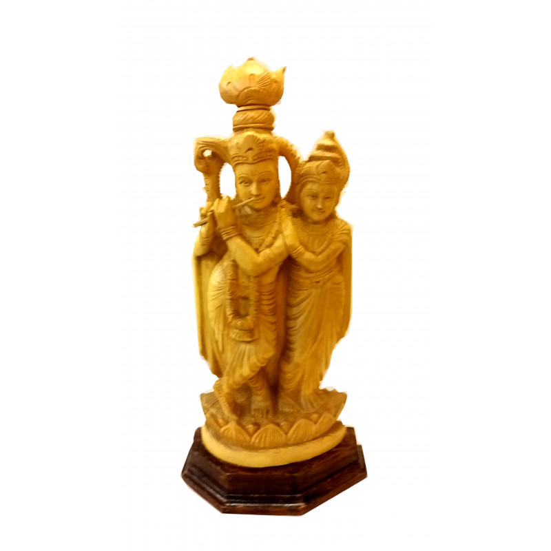 Kadamba Wood Handcrafted Carved Radha Krishna