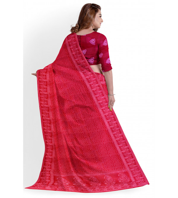 Lucknow Chikan Silk Saree Buti Jaal Embroidery