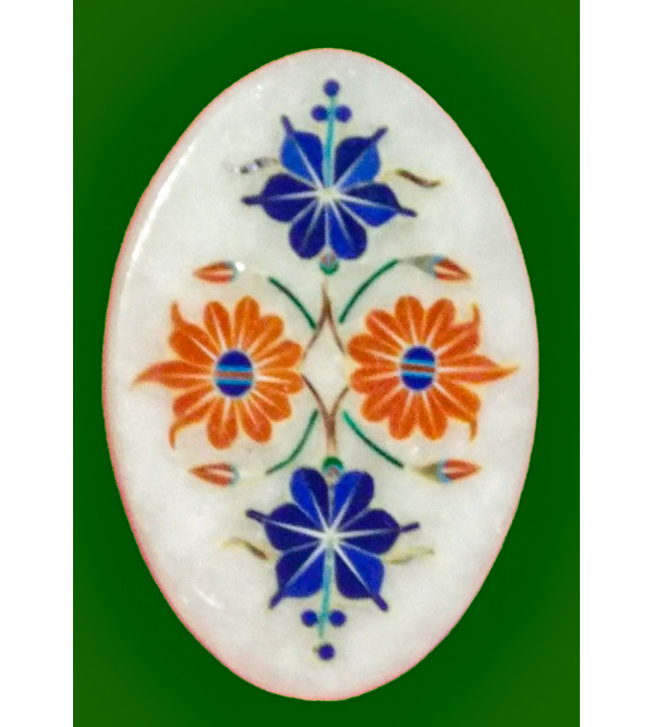 Marble Tile With Semi Precious Stone Inlay Work Size 4 Inch