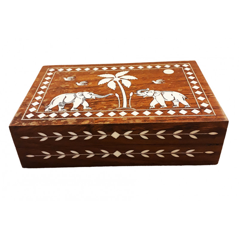 Sheesham Wood Handcrafted Box with Acrylic Inlay Work