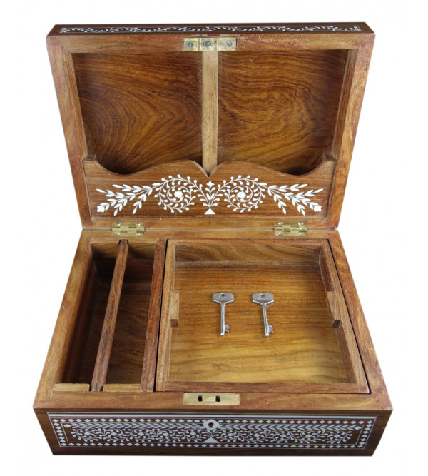 Sheesham Wood Handcrafted Jewelry Box With Acrylic Inlay Work