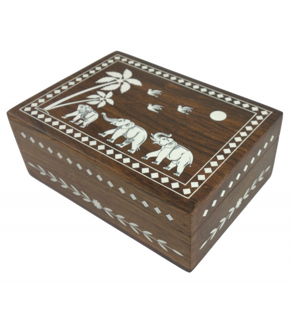 HANDICRAFT WOODEN ACRYLIC INLAY WORK JEWELRY BOX ( 6X4 INCH) SHEESHAM WOOD