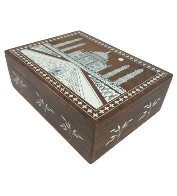 HANDICRAFT WOODEN ACRYLIC INLAY WORK JEWELRY BOX (7X5 INCH) SHEESHAM WOOD