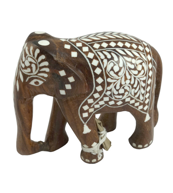 Handcrafted Wooden Inlay Work Elephant Size 4 Inch