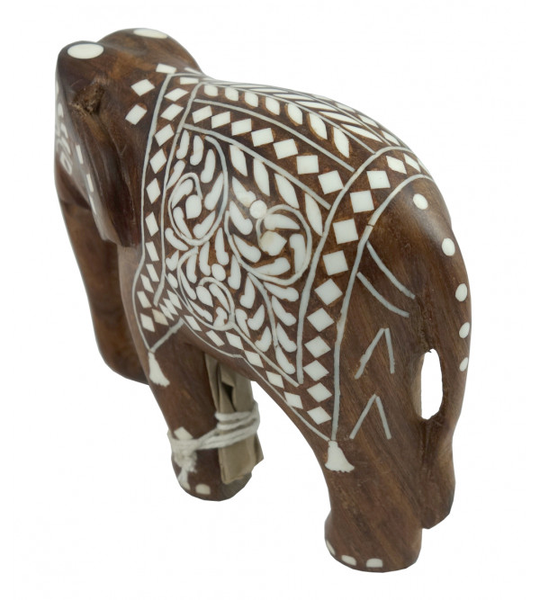 Handcrafted Wooden Inlay Work Elephant Size 4 Inch