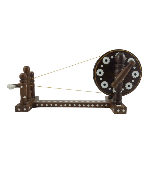 Sheesham Wood Handcrafted Spinning Wheel ( Charkha ) with Acrylic Inlay Work
