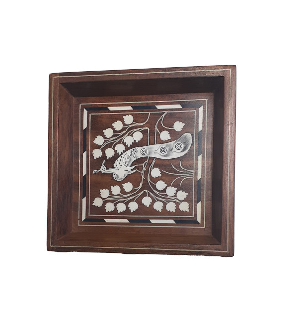 TRAY PLASTIC INLAID SQR T53SFEX SHEESHAM WOOD Assorted Design 