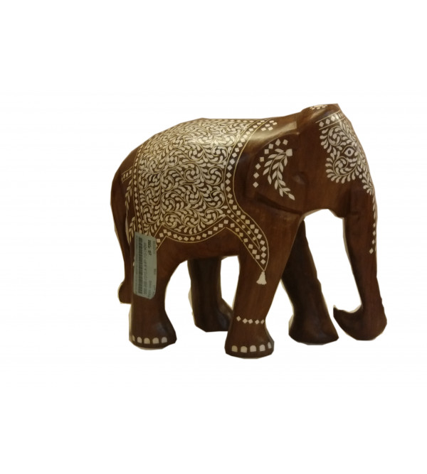 Sheesham Wood Handcrafted Elephant with Acrylic Inlay Work and Carpet Design